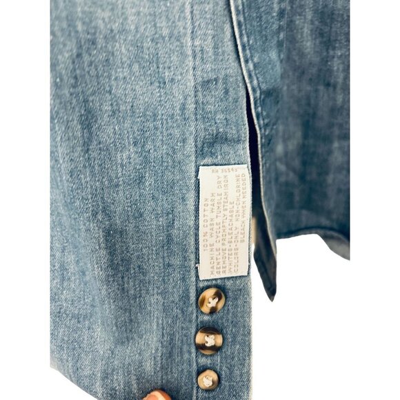 Men's EAGLE Cotton Long Sleeve Jean Button Down Shirt eagle Embroidery Size 15.5 - Picture 3 of 9